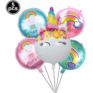 5pcs Regenboog Glimlach Zon Cloud Folie Ballonnen Eenhoorn Partij Helium Ballons Baby Shower Decoratie Kids Verjaardag Parti Levert