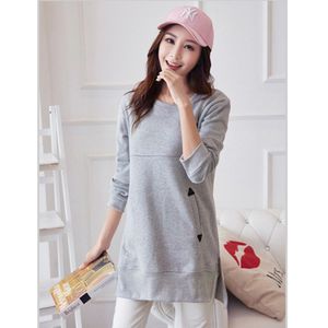 Herfst Moederschap Tee Shirts Losse Verpleging Kleding Tops Voor Zwangere Vrouwen Borstvoeding T-shirt Met Zakken Zwangerschap Kleding