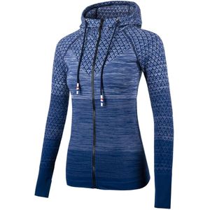 Gradiënt Zip Up Sport Jas vrouwen Dames Winter Yoga Running Actieve Outdoor Slim Fit Skimming Cut Elastische Soft Zip -Up Hoodie