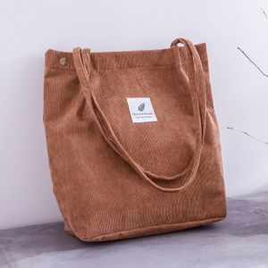 Vrouwen Corduroy Boodschappentas Vrouwelijke Canvas Doek Schoudertas Milieu Opslag Handtas Herbruikbare Opvouwbaar Eco Grocery Totes