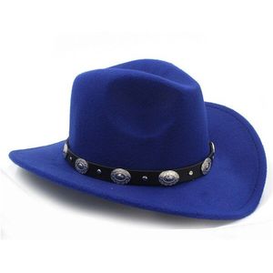 Vintage Wol Western Cowboyhoed Voor Womem Mannen Brede Rand Cowgirl Jazz Cap Met Lederen Toca Sombrero Cap