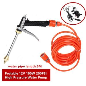 Portable 12V 100W 200PSI Hoge Druk Waterpomp Sproeier Met 6M Lengte Buis Car Charger Cord