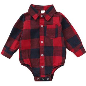 Baby Meisjes Jongens Lange Mouwen Plaid Print Rompertjes Herfst Baby Kids Bodysuit Jumpsuit Outfits