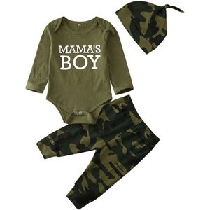 0-12M Baby MAMA'S JONGEN/MEISJE Romper Top Camo Broek Kleding 3 STUKS Katoenen Baby Kleding Set outfit