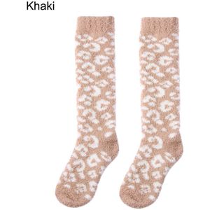 Dames Zachte Pluizige Gezellige Bed Sokken Winter Warm Kerstcadeau Luipaard Print Sokken Lange Kousen Casual Xmas Sokken