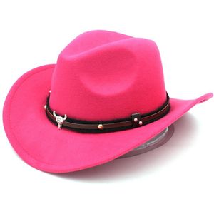 Mistdawn Wild Western Cowboy Hat Cowgirl Sombrero Cap Wool Blend Stiff Wide Brim with Tauren Leather Belt Size 56-58cm BBI
