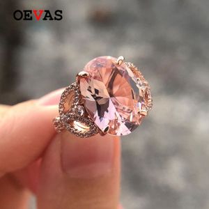 Oevas 100% 925 Sterling Zilver Gemaakt Moissanite Morganite Edelsteen Wedding Engagement Diamanten Ring Fijne Sieraden