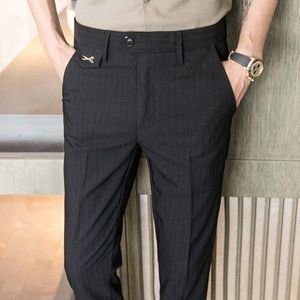 Yasuguoji Stijl Mode Mannelijke Lente Streep Business Broek Mannen Puur Katoen Leisure Suit Broek Mannen