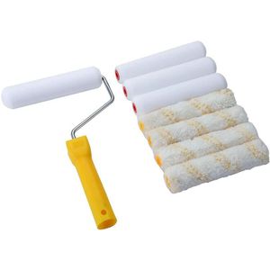 9Pcs Verf Roller Tool Kit 6 Inch Foam Verfroller Verfroller Frame Met Schuim Roller En Microfiber 3/8Inch Roller