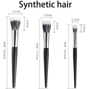 Double-Layer Geitenhaar Brush Meandersteken Meandersteken Blush Highlighter Make-Up Borstel Foundation Markeerstift Meandersteken Make-Up Tool