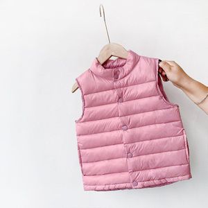 Meisjes Roze Down Vest Licht Dunne Baby Mouwloze Jas Warme Zachte Lente Jassen Herfst Baby Vest Klassieke Baby Bovenkleding