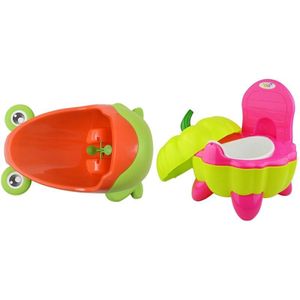 Froggy Baby Urinoir (Lichtgroen) & Baby Stoel Cartoon Vouwen Potje Peuter Training Plastic Toilet Seat Pompoen