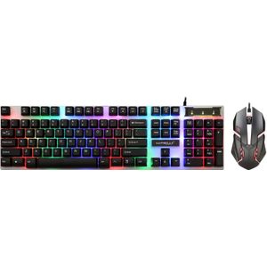 KM-002 Wired Usb Game Keyboard Combo Essentiële Led Verlichte Muis En Toetsenbord Set Stille Gaming Muis Set Voor Pc Laptop