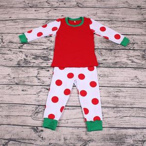 Jongen En Meisje Pyjama Pak Kerst Pyjama Kinderen Winter Kleding Kerst Pyjama Set Voor Meisje Top Broek Outfit Set Polka stippen