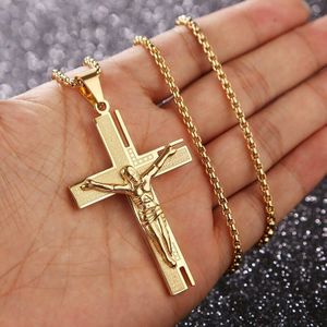 Ketting Jezus Christus Crucifix Mannen Ketting Gouden Kruis Religieuze Hanger Ketting Met Ketting