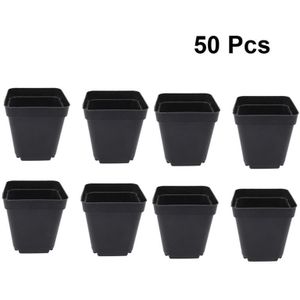 50Pcs Bloempotten Plant Pot Cartoon Vierkante Leuke Plastic Mini Bloempotten Bloem Houder Bloempot Vaas Voor