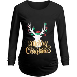 Moederschap Kleding Vrouwen Kerst Lange Mouwen Brief Gedrukt Shirt Top Blouse Zwangerschap Kerst Camiseta Manga Larga Lactancia