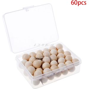 60 Pcs Ronde Houten Punaise Creatieve Push Pins Decoratieve Tekening Hout Hoofd Pin Office Bindtoebehoren