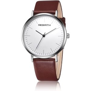Wedergeboorte Unisex Quartz Horloge Populaire Elegante Eenvoudige Lederen Band Horloge Mannen Vrouwen Casual Stijl Horloge