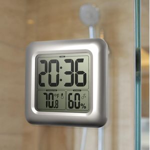 Indoor Lcd-scherm Digitale Klok Wandklok Waterdichte Temperatuur Vochtigheid Sensor Douche Timer Badkamer Klok Horloge Mode