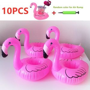 10Pcs Flamingo Opblaasbare Drink Cup Houders Luchtbedden Voor Cup Kan Houder Drijvende Onderzetters Voor Party Zomer Zwembad Strand speelgoed