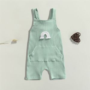 0-2 Jaar Peuter Baby Meisjes Corduroy Overalls Leuke Regenboog Jarretel Broek Met Voorvak Multicolor