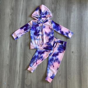 Girlymax Winter Lente Meisjes Tie Dye Hoodie Broek Baby Blauw Roze Set