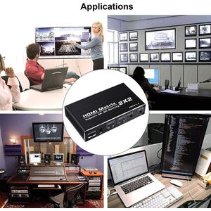 Met Afstandsbediening Hdmi Switcher 2X2 Matrix 4K 60Hz 1080P Home Office Splitter Plug En spelen HDCP1.4 3D Voor Dvd Hdtv Draagbare