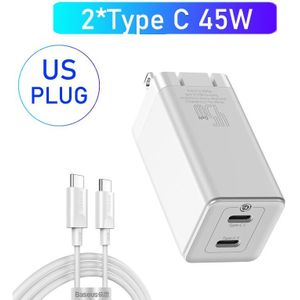 Baseus Gan Lader 45W Pd Usb Charger Quick Charge 4.0 3.0 Dual Usb Telefoon Oplader Forip Voor Huawei Mate 10 Voor Samsung Laptop