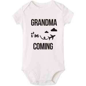 Oma IK Ben Komende Pasgeboren Baby Jongen Meisje Bodysuit Korte Mouw Brief Romper Outfits Baby Kleding Witte Katoenen Jumpsuit Outfits