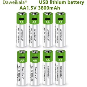 Snel Opladen 1.5V Aa Lithium Ion Batterij Met 3800Mah Capaciteit En Usb Oplaadbare Lithium Usb Batterij Voor Speelgoed toetsenbord