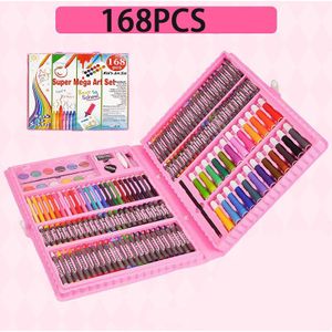 208pcs Kinderen Tekening Pen Speelgoed Aquarel Tekening Art Schilderij Borstel Pen Sets Krijt Olie Pastel Schilderen Tool Voor Meisjes jongens