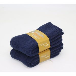 Mannen Winter Warme Wollen Sokken Effen Kleur Harajuku Retro Plus Dikke Badstof Casual Kasjmier Sokken 2 Paar