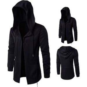 Mannen Caps Hooded Mannen Geul Mannelijke Jas Casual Lange Zwarte Gothic Stijl Uitloper Jas Tops Mannen Streetwear Plus Maten Windjack