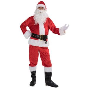 5Pcs Kerst Kerstman Kostuum Cosplay Fancy Dress Volwassen Kostuums Cosplay Outfits Mannen Kostuum Pak Voor Volwassenen Plus Size geen Boot