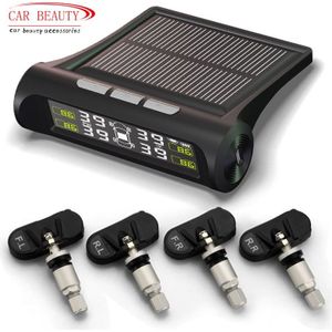 Auto Tpms Bandenspanningscontrolesysteem 4 Interne Sensoren Draadloze Zonne-energie Digitale Lcd Display Car Security Alarm