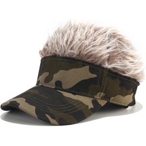 Mannen Zonneklep Cap Pruik Piekte Verstelbare Pruik Camouflage Golf dragen pruik baseball cap Outdoor hoed zonnebrandcrème schaduw sport