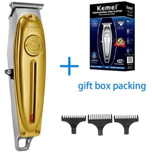 Kemei Alle-Metalen Professionele Clipper Voor Kapper Tondeuse Oplaadbare Mannen Elektrische Baard Scheerapparaat Haar Snijmachine