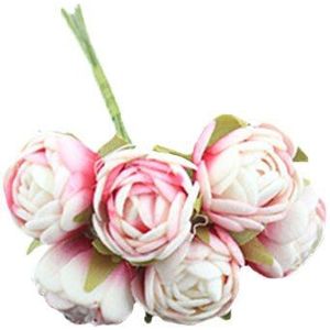 60pcs kunstmatige rose kleine boeket bruid bruiloft bloem bloem Kerst thuis woonkamer decoratie bloem