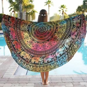 Yoga Matten Ronde Strand Zwembad Deken Tafelkleed Bohemen India Olifant Mandala Tapestry Bikini Cover Up