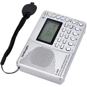Portable Radio AM FM Stereo WB with Time Display Card Multifunctional Radio MP3 Player Support TF Card Line-in Recorder