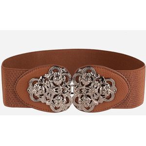 Modellen Riem Bohemen Stijl Taille Afdichting Elastische Band Sterke Elasticiteit Vrouwelijke Mode Trend Kirsite Pin Gesp Brede Riem