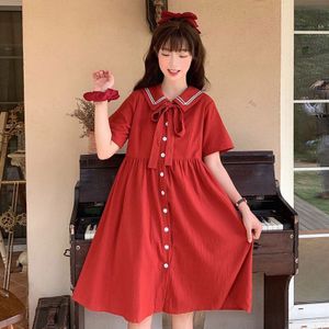 Lolita Kawaii Zomer Japanse College Stijl Losse En Dunne Marine Kraag Kanten Jurk Gothic Lolita Jurk