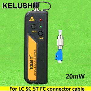 KELUSHI 20mW 650n Rode Lichtbron Visual Fault Locator Fiber Optic Cable tester Voor LC/FC/SC /ST Adapter fiber optica kabel CATV