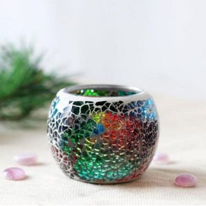 Mosaic Glass Candle Holder Cup Candlestick Votive Tealight Candle Holder Decorative Candle Lamps PICK