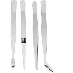 4 Stks/set Precisie Pincet Roestvrij Staal Dikke Elektronica Tang Wenkbrauw Pincet Anti-Skid Make-Up Reparatie Multi Gereedschap