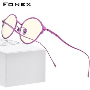 Fonex Pure Titanium Blauw Licht Blokkeren Glazen Voor Vrouwen Retro Ronde Mannen Vintage Anti Anti-Blauw Stralen brillen FAB012