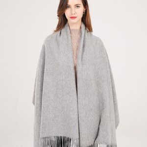 Vrouwen 100% Echte Wol Sjaal Rode Sjaal Winter Echarpe Grote Pashmina Wraps Kwastje Kasjmier Foulard Solid Pure Wol Sjaals Capes