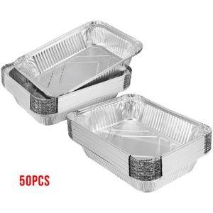 50 Stuks 1100 Ml Bbq Aluminiumfolie Vet Drip Pannen Recyclebaar Grill Vangen Lade Outdoor Voor Indirecte Koken