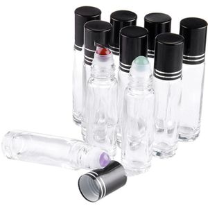 10Pcs Roller Ballen Parfumflesjes Etherische Olie Flessen Glas Roller Bottles10ML Lege Roller Flessen